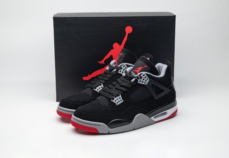 Air Jordan 4 Retro Bred 2019 black and red bull basketball shoes couple models SIZE: 40-50.5